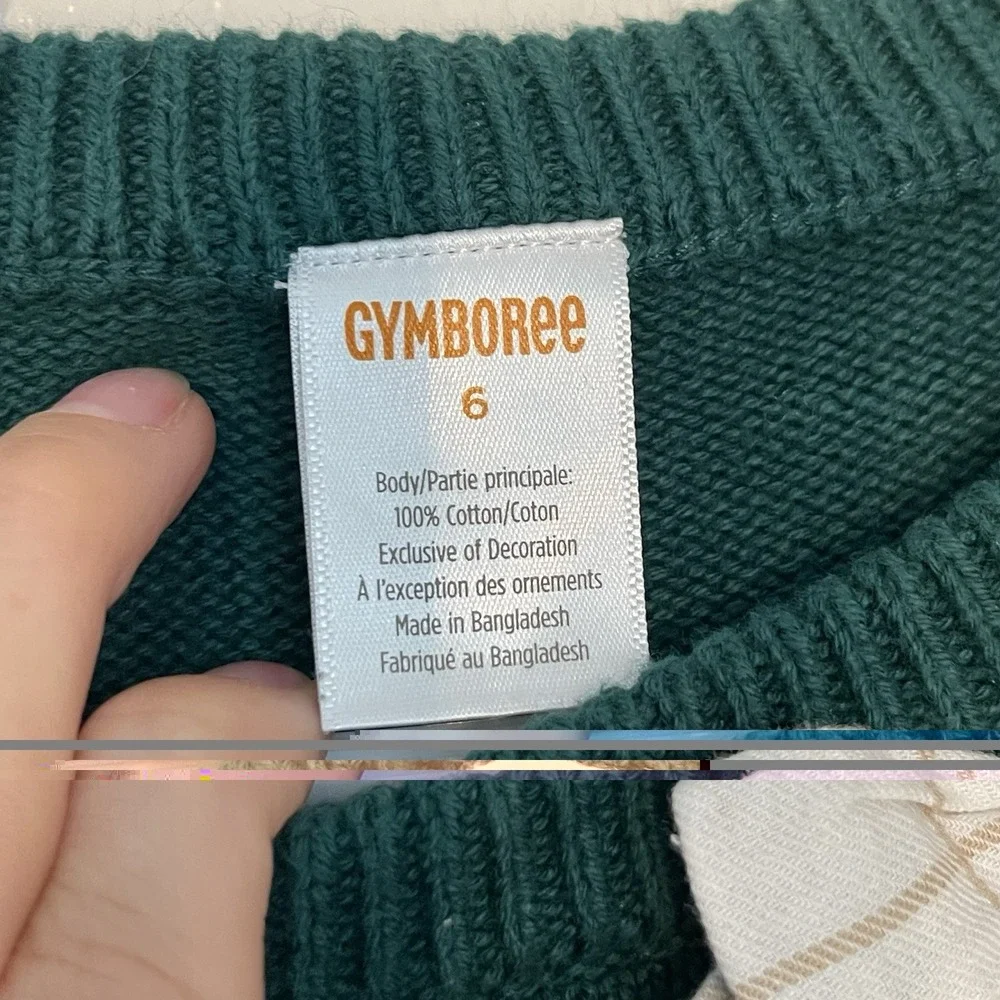 Girls Size 6 Gymboree Green Cotton Pullover Sweater Plaid Bow School Christmas